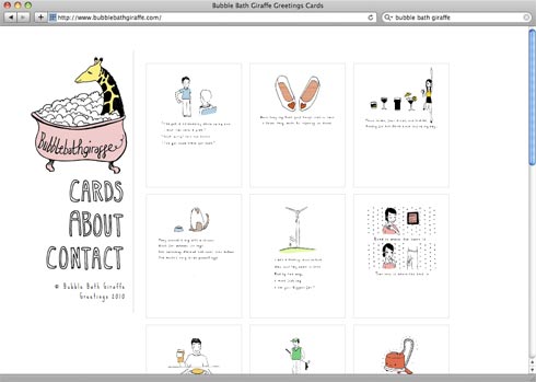 'Bubble Bath Giraffe Cards' Website